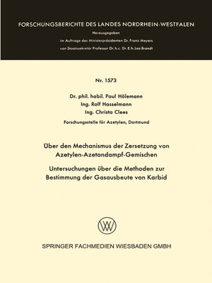 cover image of Über den Mechanismus der Zersetzung von Azetylen-Azetondampf-Gemischen